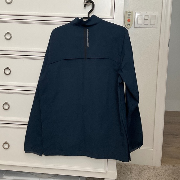 #0387 Navy Quarter Zip Wind Breaker Size M Brand Under Armor - Picture 2 of 3